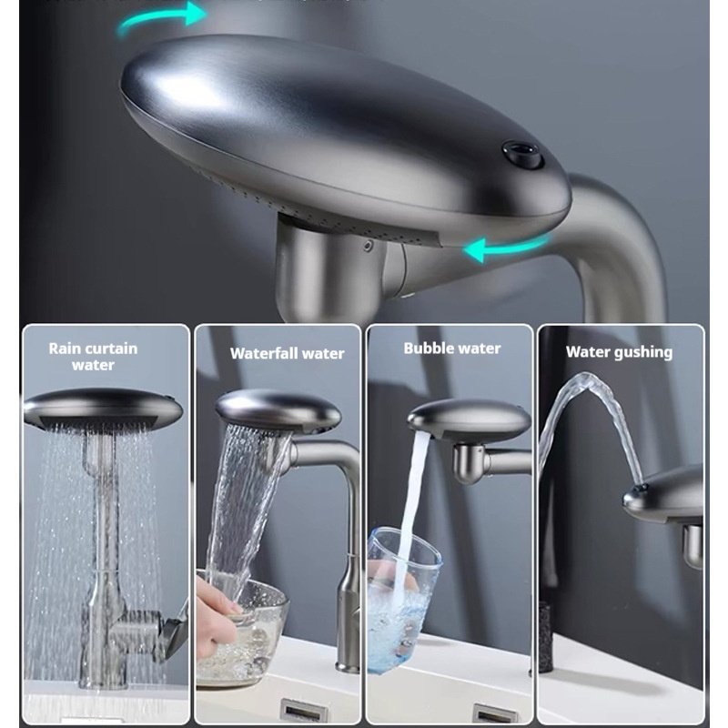 304 Stainless Steel Washbasin Faucet Four-Speed Hot and Cold Faucet Suitable for Bathroom Kitchen and Household