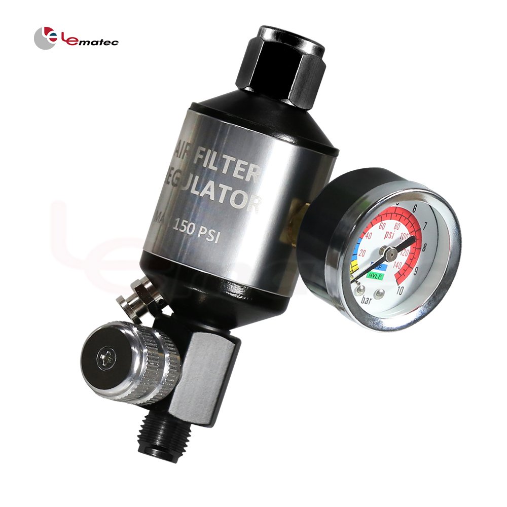 1/4 inch Mini Air Filter Oil Water Separator with air flow regulator and drain valve for spray paint gun air tools use