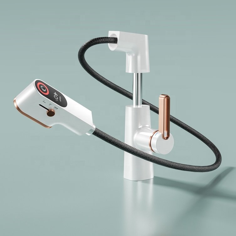 New design hot & cold ceramic valve lift and pull intelligent faucet basin mixer taps