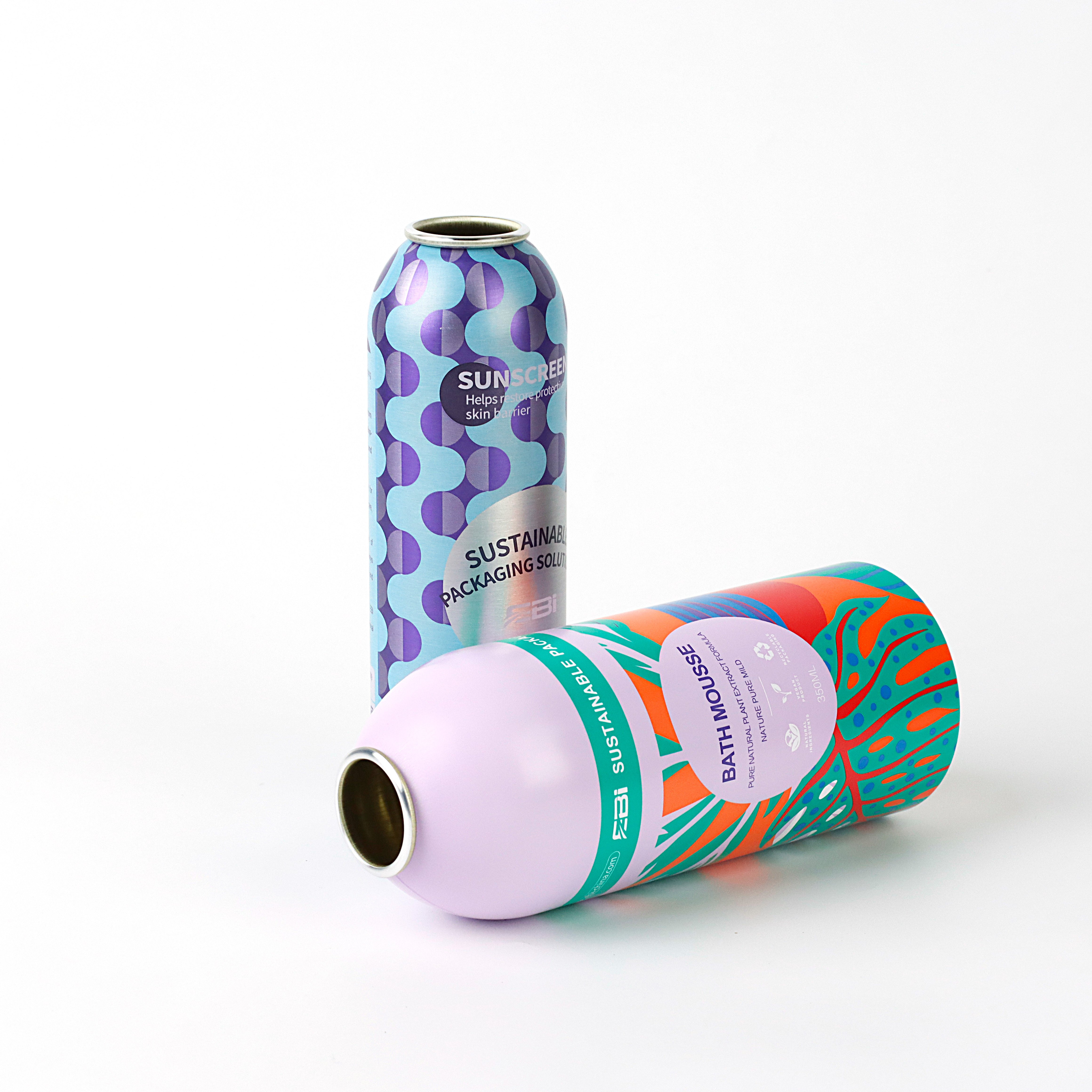 Unique features aluminum round aerosol spray can sunscreen spray aluminum cans