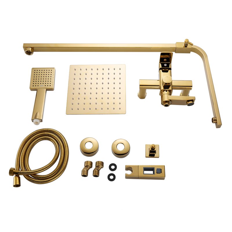 Luxury Gold Bath Shower Faucets Single Handle Bathroom Faucet Mixer Tap Polished Ceramic Valve Core Rain Spray Bathtub Tap Sets