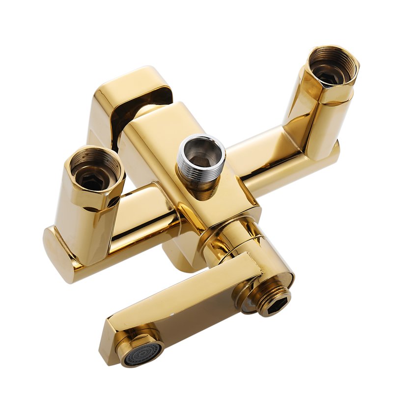 Luxury Gold Bath Shower Faucets Single Handle Bathroom Faucet Mixer Tap Polished Ceramic Valve Core Rain Spray Bathtub Tap Sets