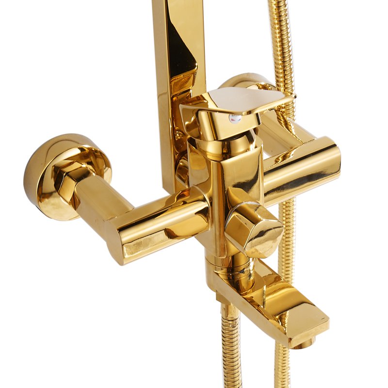 Luxury Gold Bath Shower Faucets Single Handle Bathroom Faucet Mixer Tap Polished Ceramic Valve Core Rain Spray Bathtub Tap Sets