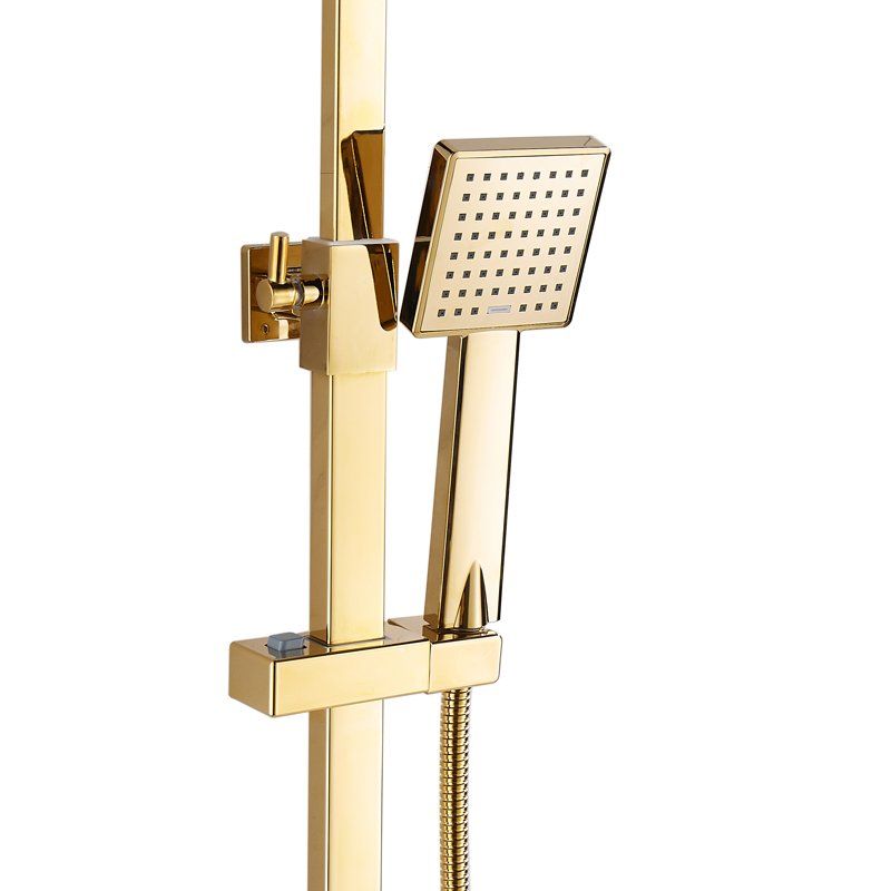 Luxury Gold Bath Shower Faucets Single Handle Bathroom Faucet Mixer Tap Polished Ceramic Valve Core Rain Spray Bathtub Tap Sets