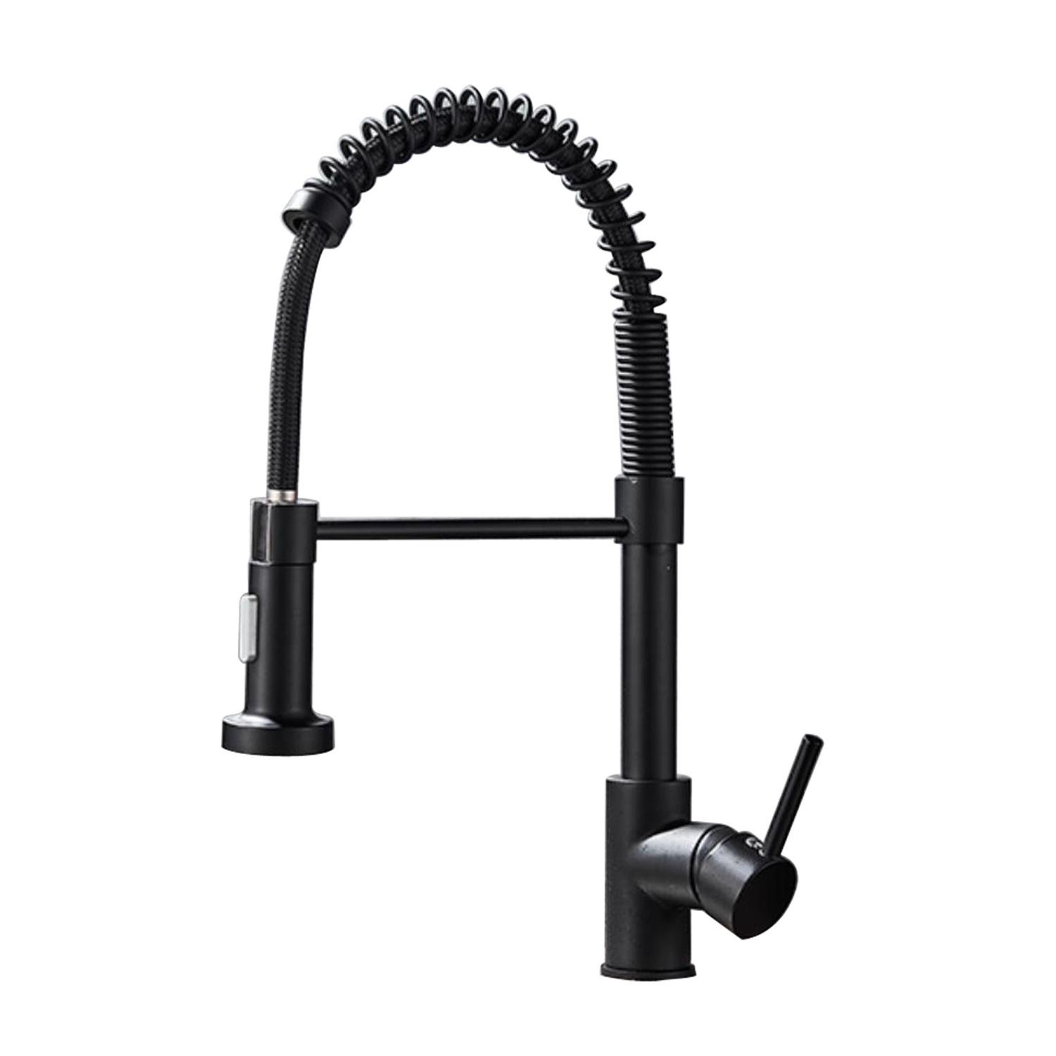 Industrial Chrome Pull-Down Kitchen Spring Coil Design Customizable Wholesale Options-Brushed Stainless Steel Single Valve
