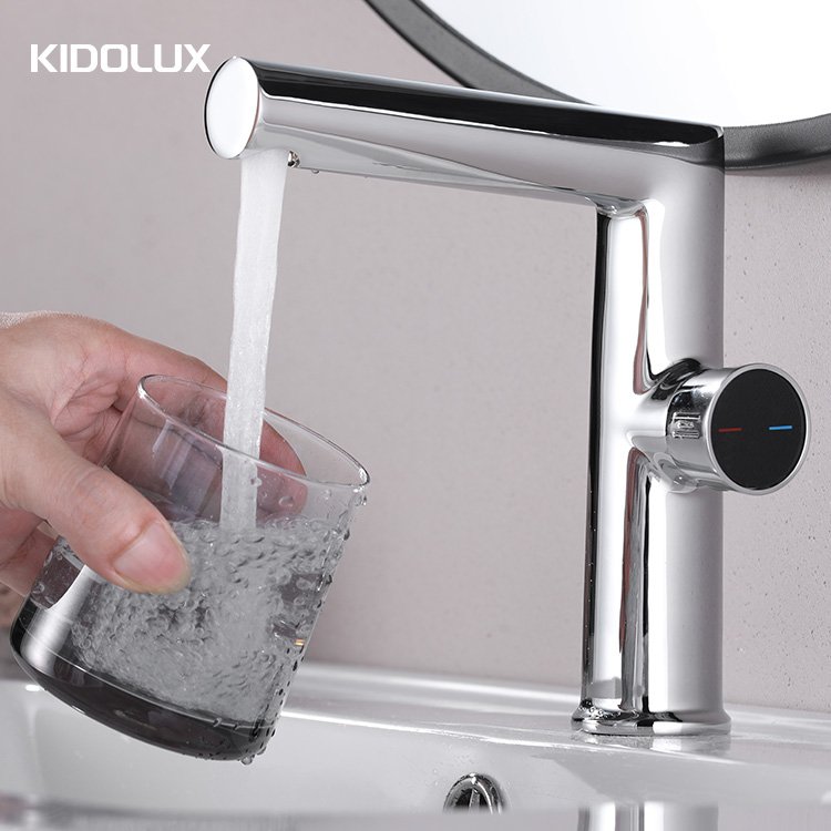 Kidolux Single Handle Basin Faucet Bathroom Sink Taps Basin Mixer Faucets Hot and Cold Low Price Bathroom Faucets Chrome Modern