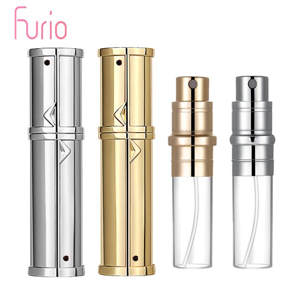 5ml refillable perfume glass Bottle Aluminum Metal Customized chrome spray mini travel pocket size atomizer bottom filling