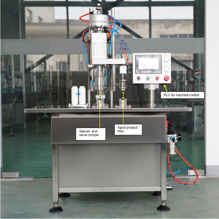 Bag on valve aerosol filling machine for tear gas spray can