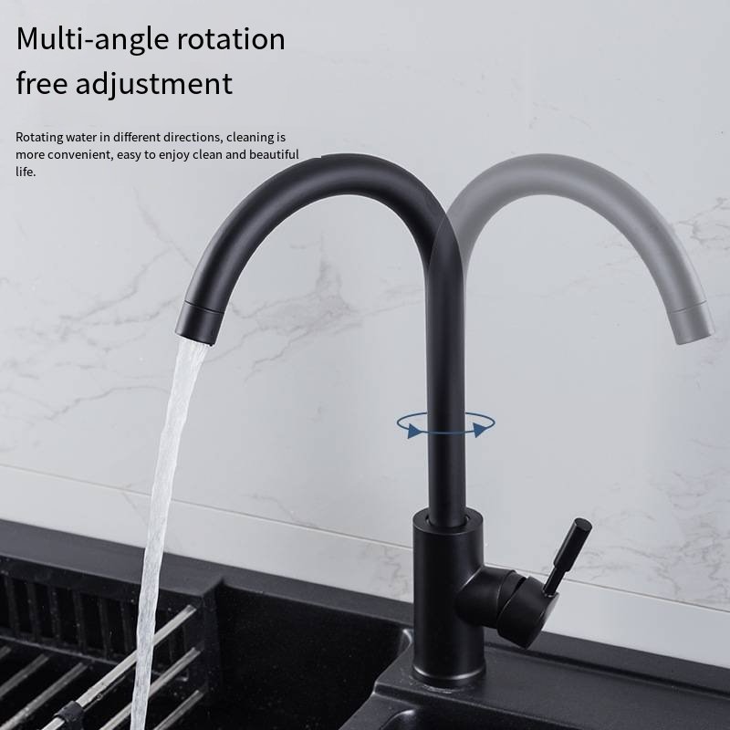 Modern Single-Handle Deck Mounted Kitchen Faucet 304 Stainless Steel Pull-Out Spray Hot & Cold Valve for Hotels