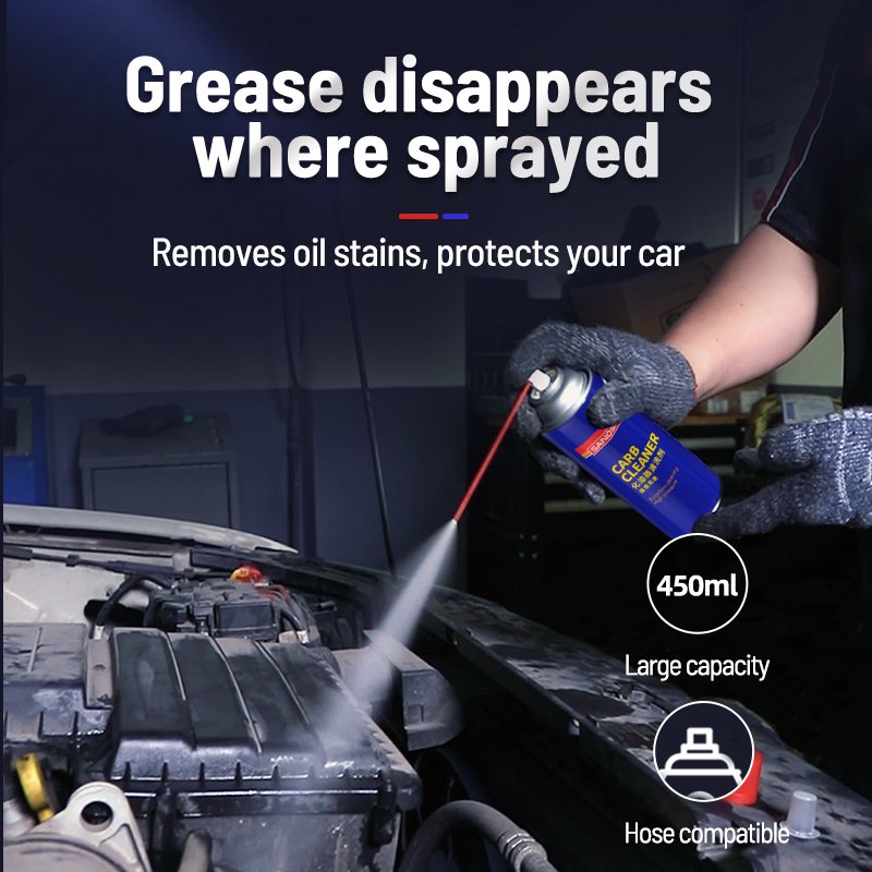 SANVO OEM auto aerosol carburetor cleaner cleaning spray 4 in 1 450ml carb and choke cleaner spray throttle valves cleaner