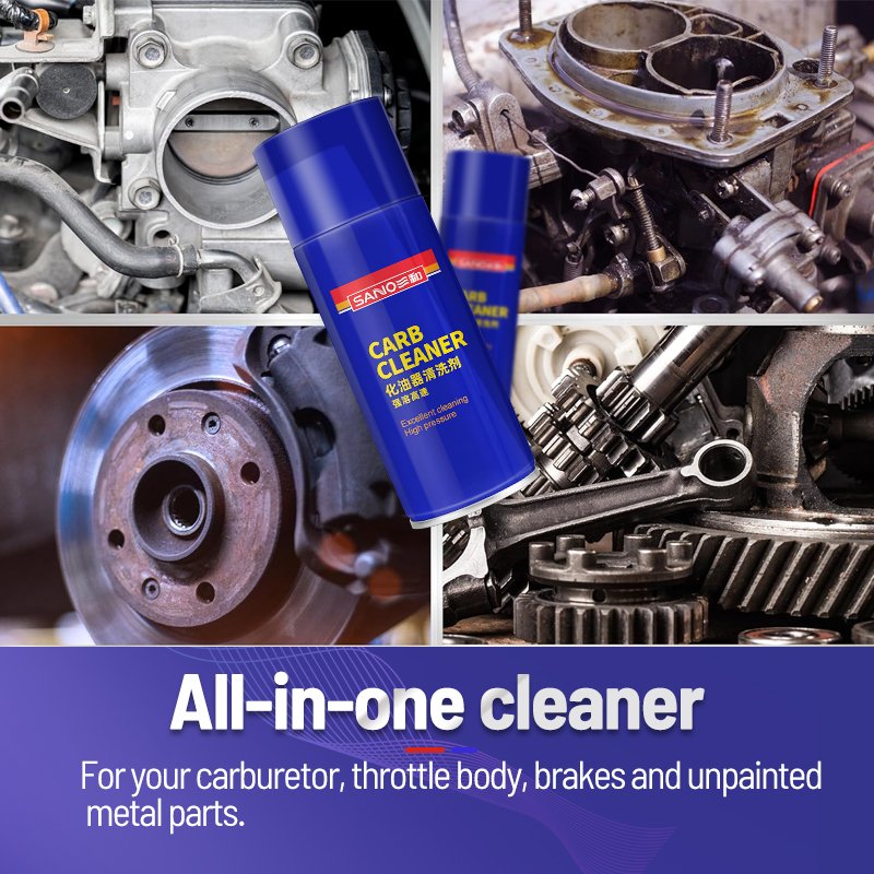 SANVO OEM auto aerosol carburetor cleaner cleaning spray 4 in 1 450ml carb and choke cleaner spray throttle valves cleaner