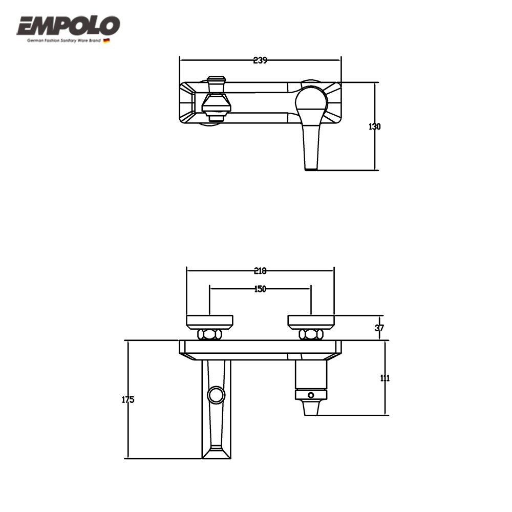 Single-Lever Chrome-Plated Mixer Tap For Built-In Shower Valve With 3-Way Diverter On A Single Plate