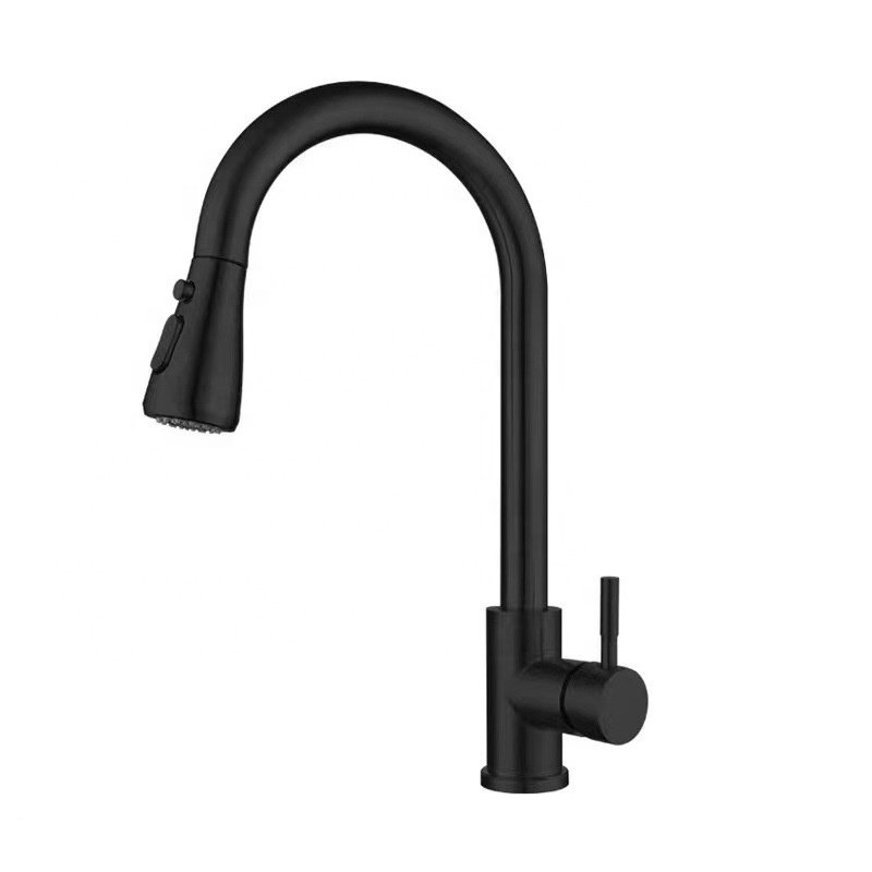 Modern Stainless Steel Kitchen Faucet 304 Deck Mounted Water Tap with Pull Out Sprayer Single-Hole Sink Hot Cold Mixer Function