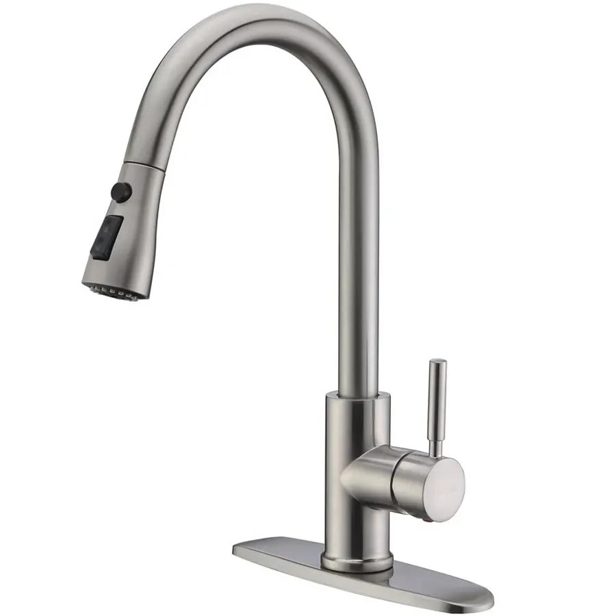 Modern Deck-Mounted Ceramic Valve Single-Handle Kitchen Faucet Pull-Down Thermostatic Tap with Water for Hotels
