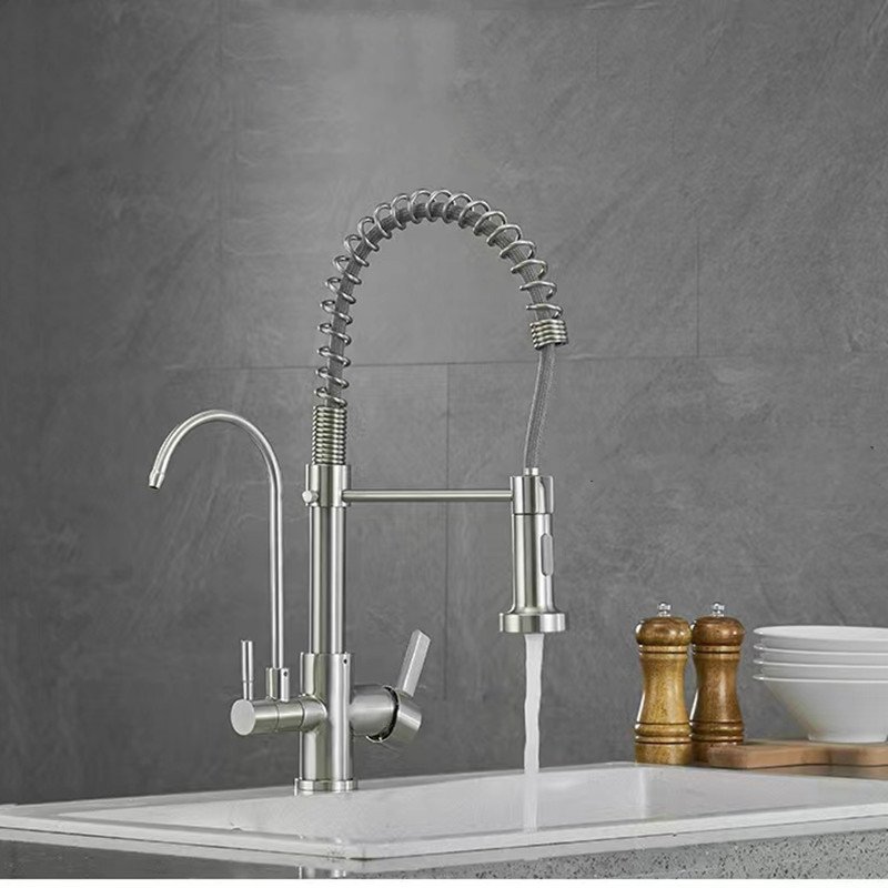 Bolei High Quality Matt Black Chrome 3 Way Modern Brass Kitchen Faucet with Pull Out Sprayer