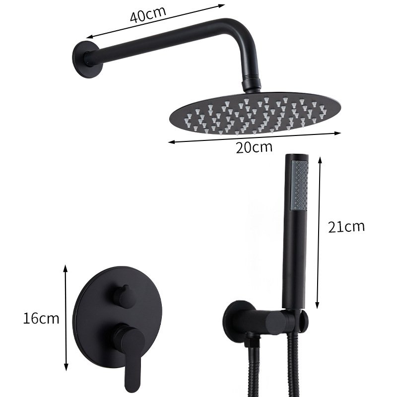 Bathroom brass rain shower set with 10 foot high-pressure top spray and handheld nozzle combination set