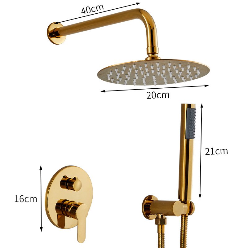 Bathroom brass rain shower set with 10 foot high-pressure top spray and handheld nozzle combination set