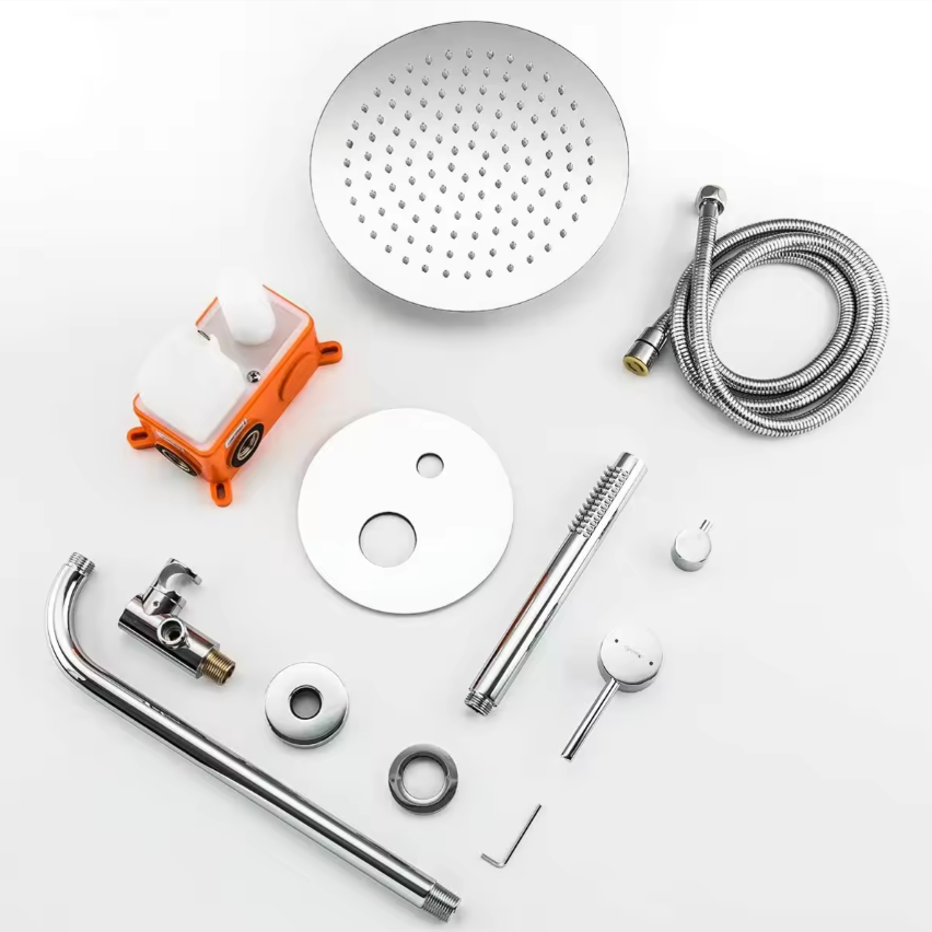 Bathroom brass rain shower set with 10 foot high-pressure top spray and handheld nozzle combination set