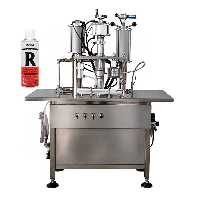 Semi Automatic Pneumatic Gas Valve Spray Paint Can Aerosol Filling Capping Machine