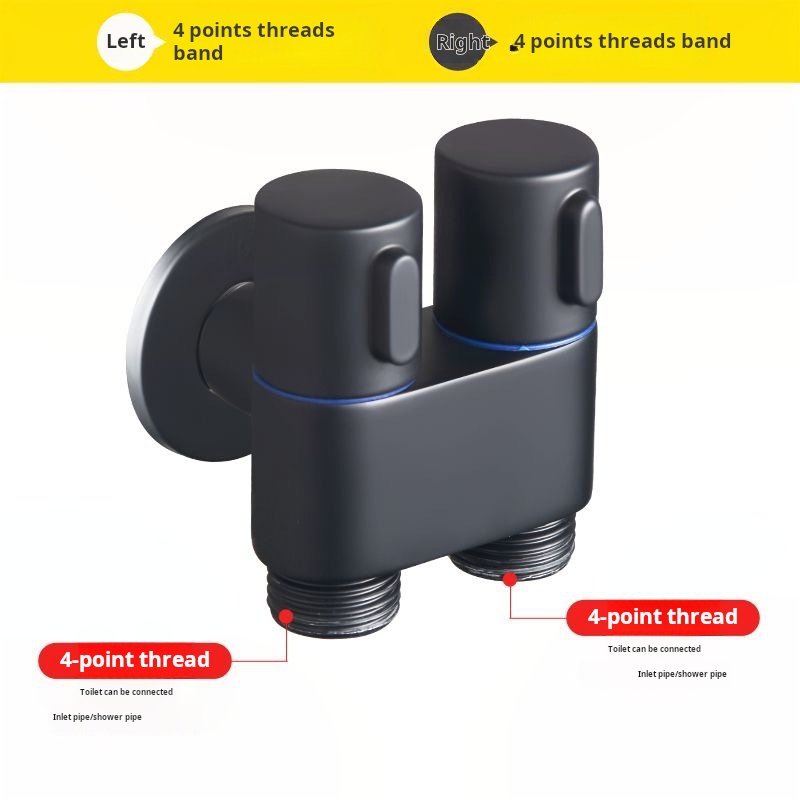 304 stainless steel angle valve with dual water outlet and dual control mini black toilet companion with spray gun