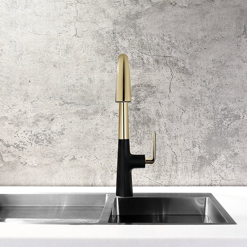 Modern Single-Handle Brass Kitchen Faucet Deck Mounted Ceramic Valve Core Pull-Down Sprayer Black faucet