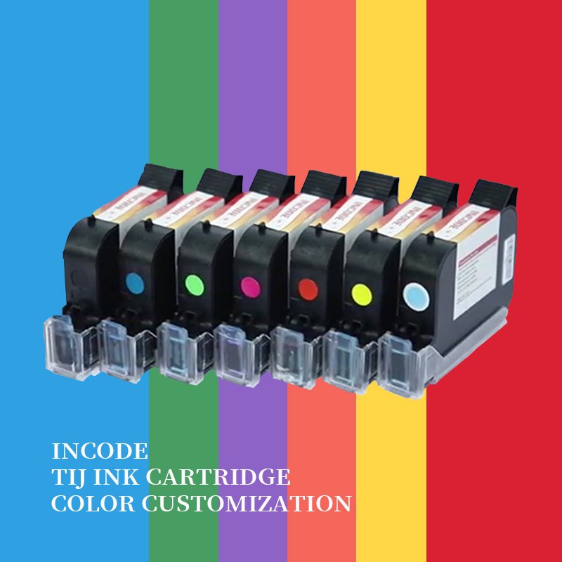 INCODE 25.4mm 42ML One Inch TIJ Black Dye Ink Jet Coding Machine Online Packing Thermal Handheld Inkjet Printer Ink Cartridge