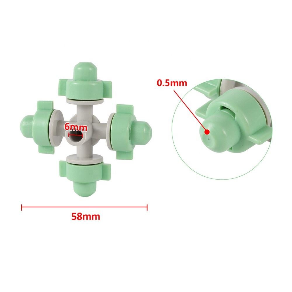 Greenhouse Micro Hanging Sprinkler 4 Way Misting Nozzle Garden Mist Sprinkler Fogger Spray Nozzle Atomizing system