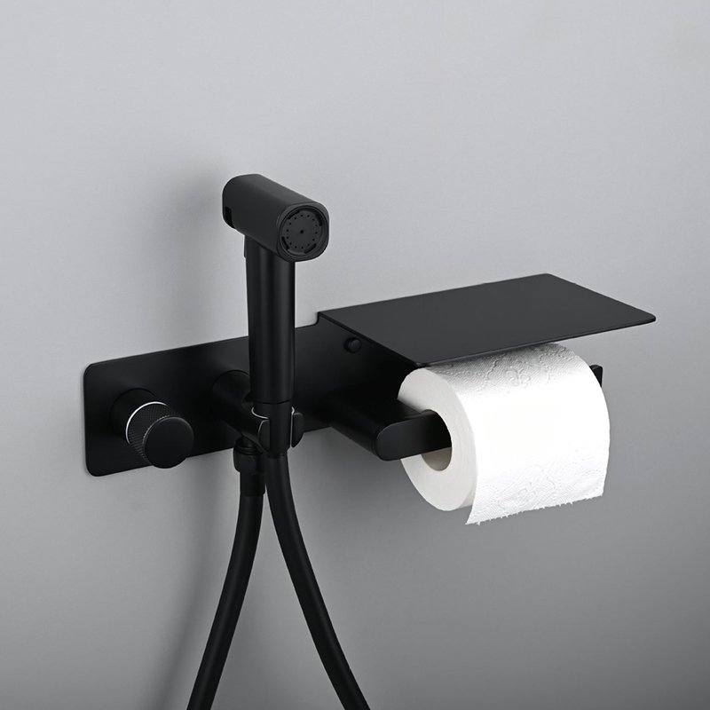 New 2 in 1 Handheld Bidet Sprayer for Toilet Adjustable High Pressure Hot Cold Bidet Faucet Diaper Sprayer Set with Paper Holder