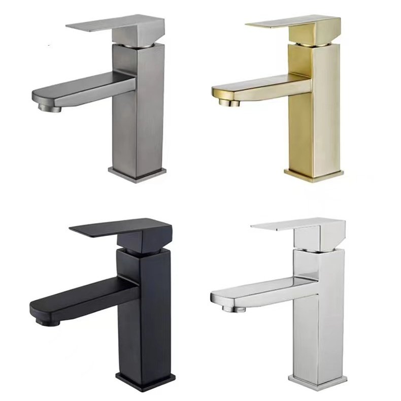 Brushed Nickel Bathroom Sink Faucet Deck Mount Stainless Steel 304 Bowl Basin Single Hole One Handle Spout Mixer Tap