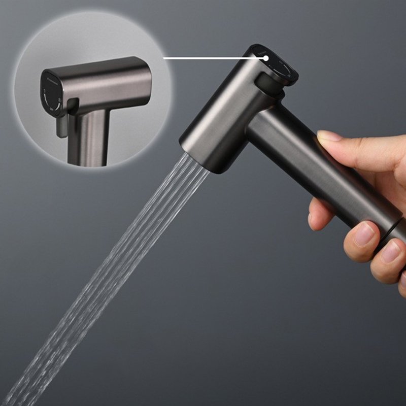 Bathroom Brushed Gold Hot and Cold Brass Self Cleaning Handheld Muslim Shower Toilet Shattaf Bidet Spray Set with Paper Holder