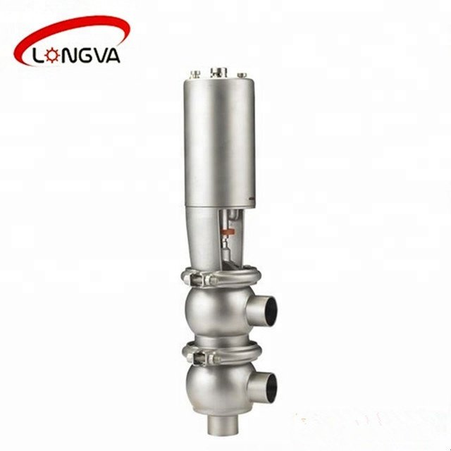 Sanitary Stainless Steel Pneumatic SIngles or Double Seat Flow Diversion Valve Cut-off/Reversing Stop Valve