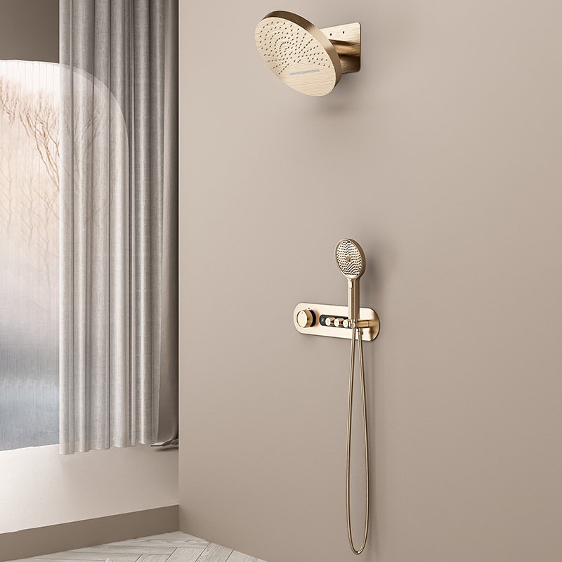Modern Copper Concealed Shower Set Wall-Mount Thermostatic Faucet Mixer Digital 2 function Bathroom Shower Mixer Hotel Using