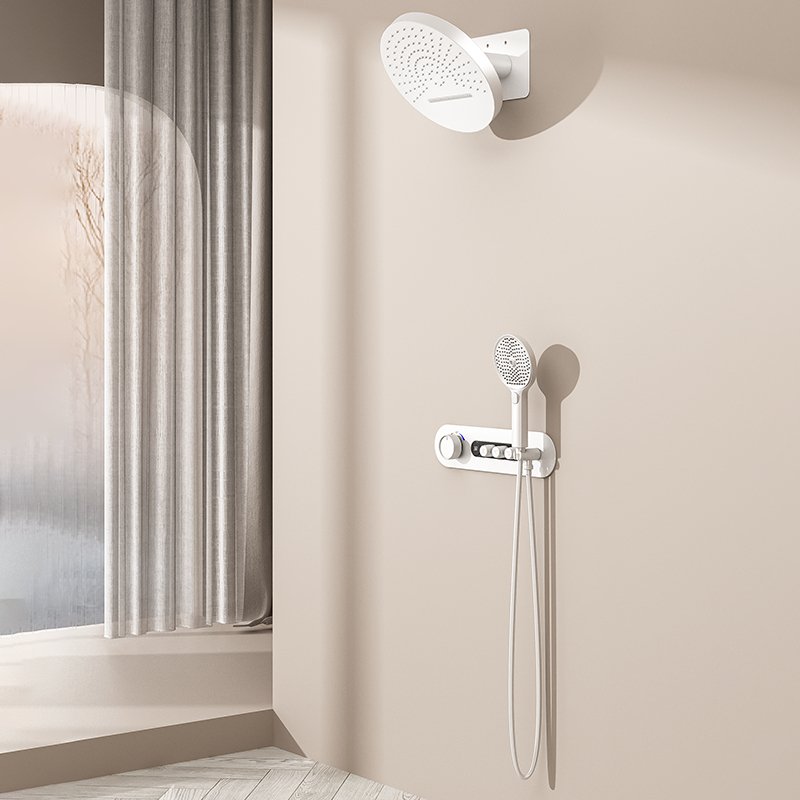 Modern Copper Concealed Shower Set Wall-Mount Thermostatic Faucet Mixer Digital 2 function Bathroom Shower Mixer Hotel Using