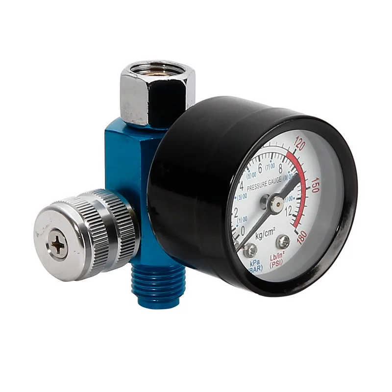1/4 Inch Spray Gun Pressure Valve Air Pressure Regulator Adapter Pneumatic Spray Gun Pressure Regulating Gauge