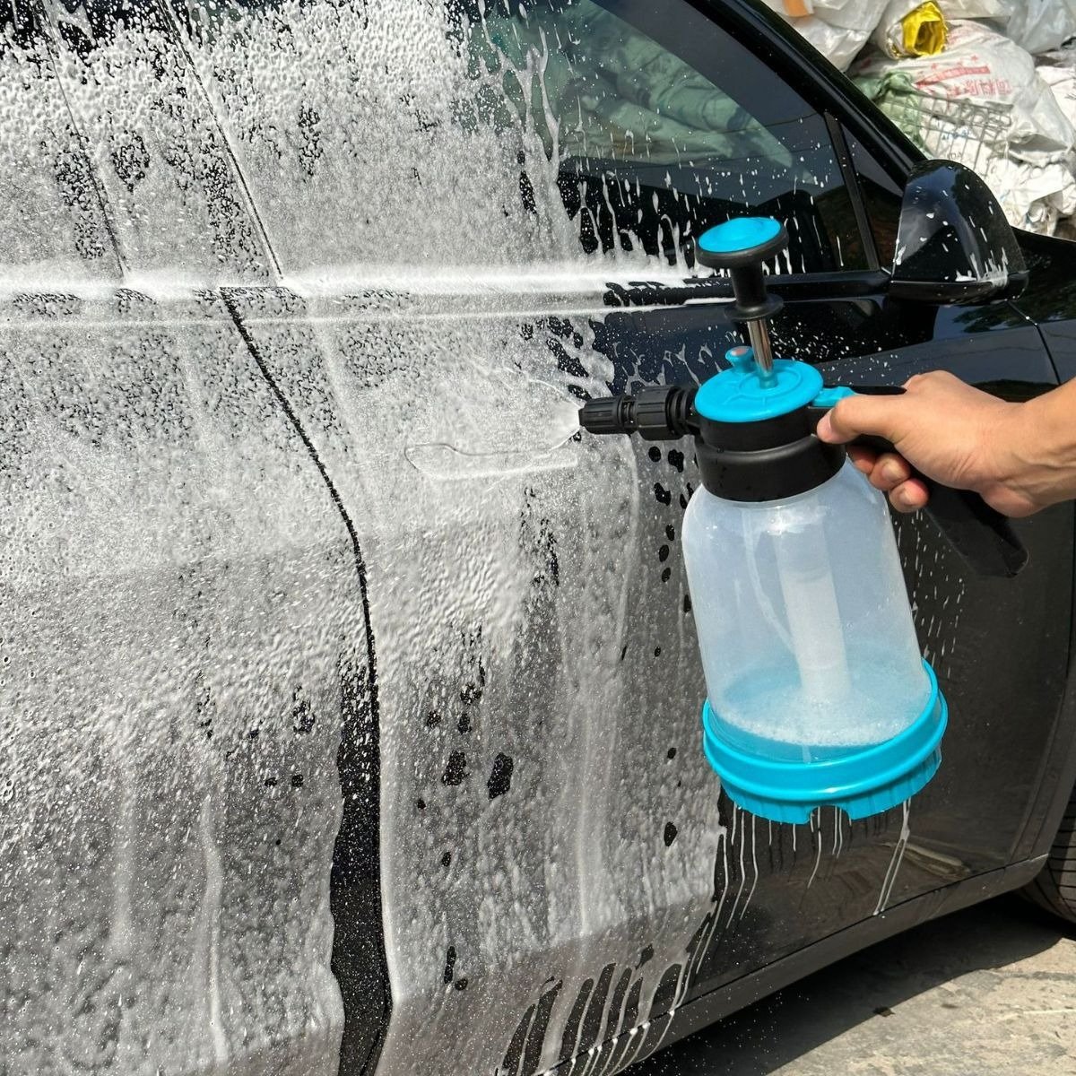 2L Cleaning Glass Special Spray Bottle Fan-shaped Acid And Alkali Foam Spray Bottle Gas Pressure Car Wash Foam Spray Bottle