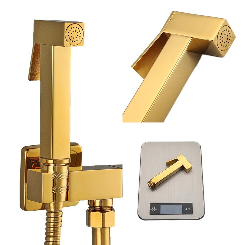 Brass Bidet Faucet Single Cold Water Tap Handheld Bidet Spray Shower Set Toilet Shattaf Sprayer Golden Hygienic Shower