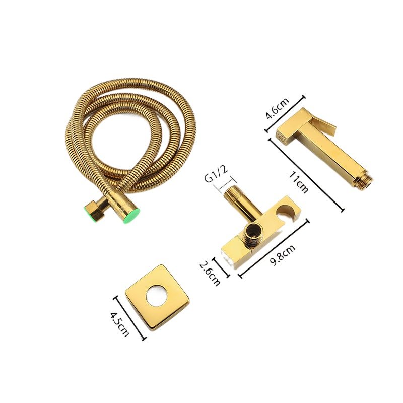 Brass Bidet Faucet Single Cold Water Tap Handheld Bidet Spray Shower Set Toilet Shattaf Sprayer Golden Hygienic Shower