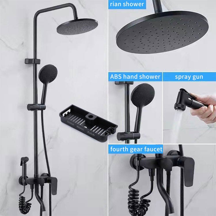 High Quality Brass Bathroom Shower Set Wall Mounted Bathroom Bath Shower Faucet Set 8 Inch Rain Shower Head