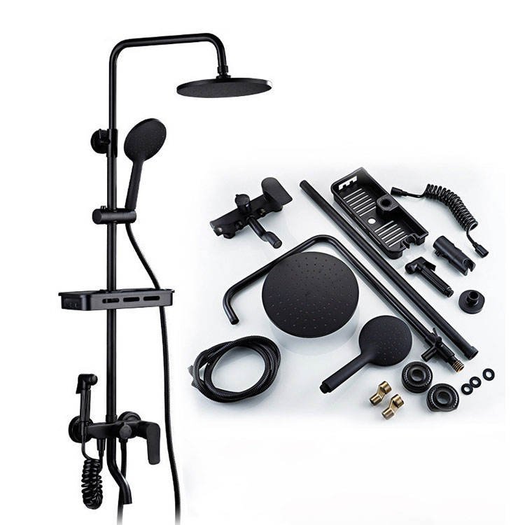 High Quality Brass Bathroom Shower Set Wall Mounted Bathroom Bath Shower Faucet Set 8 Inch Rain Shower Head