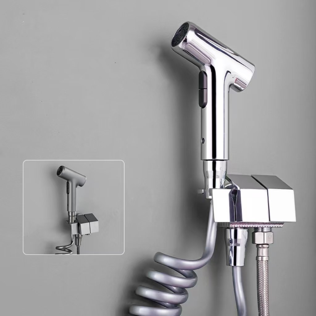 High Quality Brass One In Two Out Angle Valve 2 Meters Shower Tube Pressurized Spray Gun Set Toilet Easy To Clean Companion