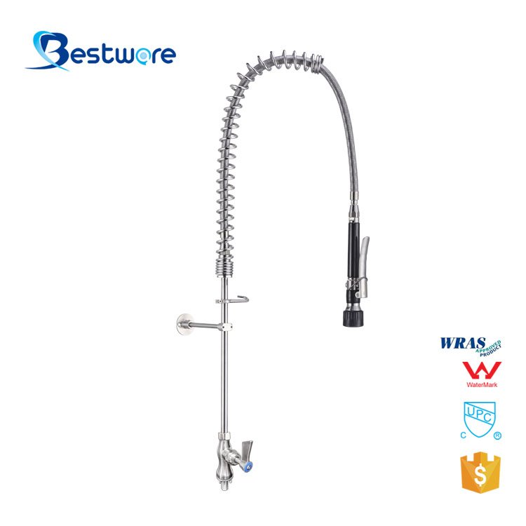 New Design Commercial Industrial Kitchen Faucet Stainless Steel Restaurant Dishwasher Mixer with Dual Handles Deck Mounted