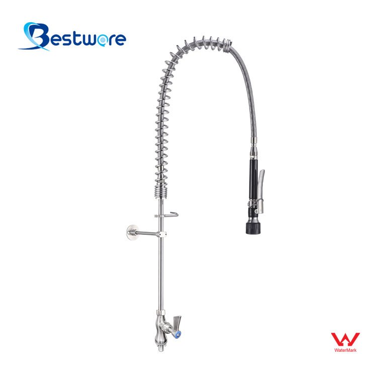 New Design Commercial Industrial Kitchen Faucet Stainless Steel Restaurant Dishwasher Mixer with Dual Handles Deck Mounted