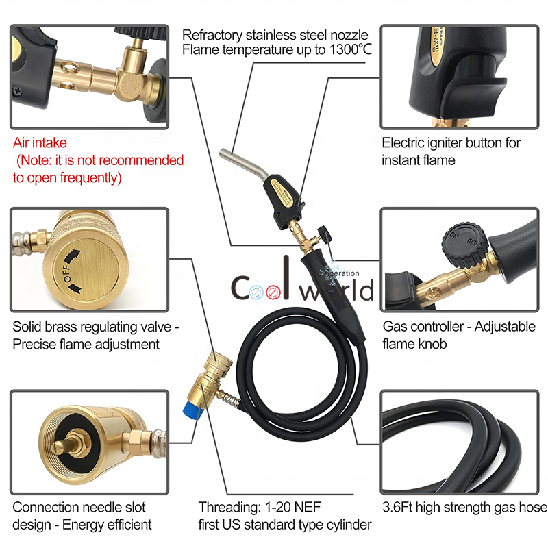 CWD-3SV 1.5M hose Portable spray welding torch with hook, MAPP hand Torch with Self Ignition Trigger