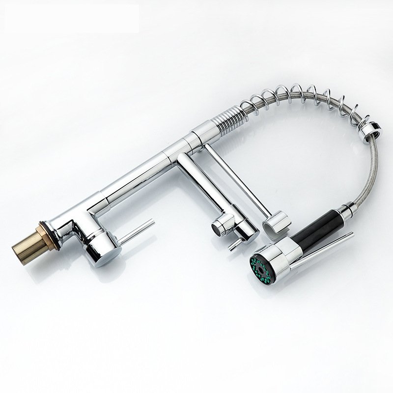 Modern Brass Kitchen Tap Flexible Faucet with Pull out Spray for Kitchen Sink Ceramic Valve Core Hot Sale Kitchen Counter Hotels