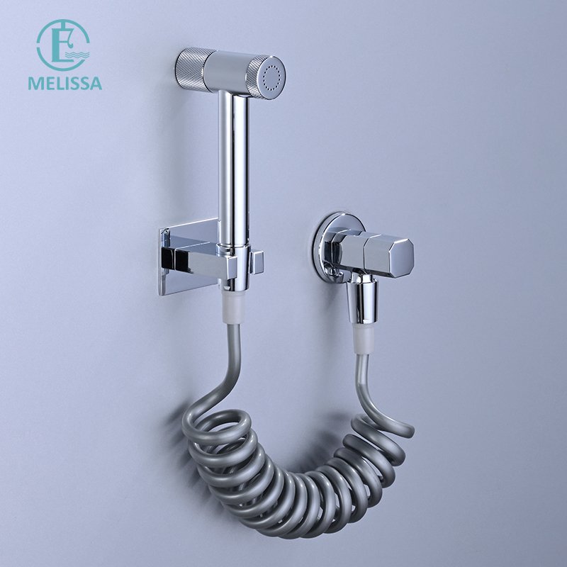 Melissa Modern Brass Bathroom Brushed gay toilet bidet spray shattaf set Handheld shower Angle Valve