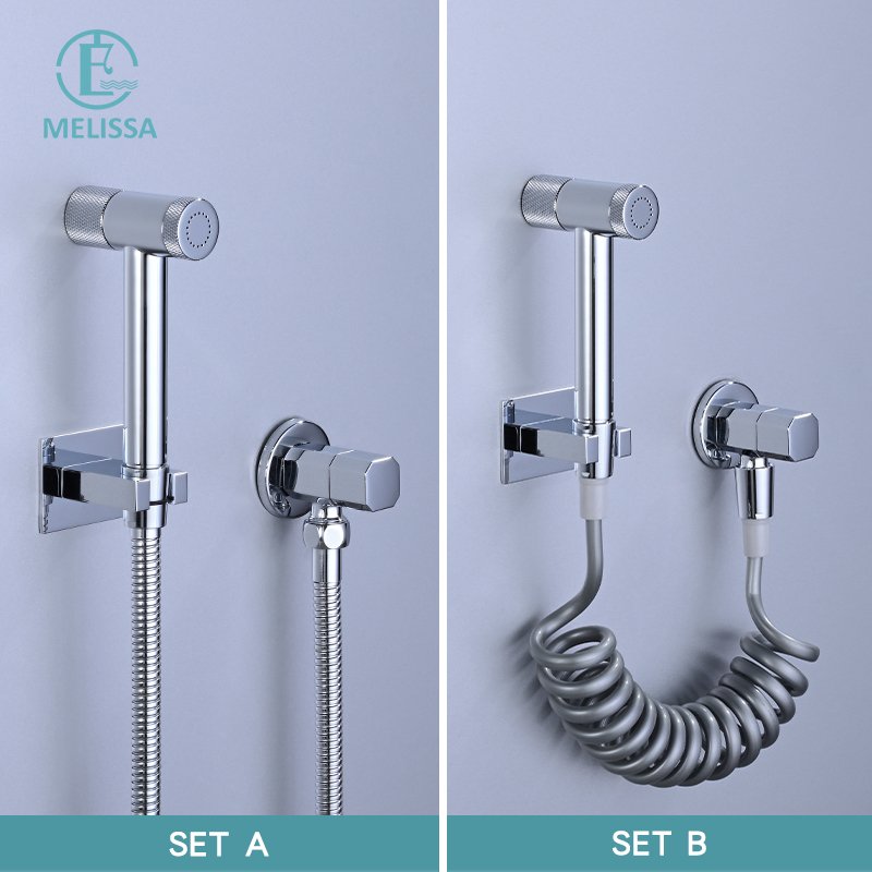 Melissa Modern Brass Bathroom Brushed gay toilet bidet spray shattaf set Handheld shower Angle Valve