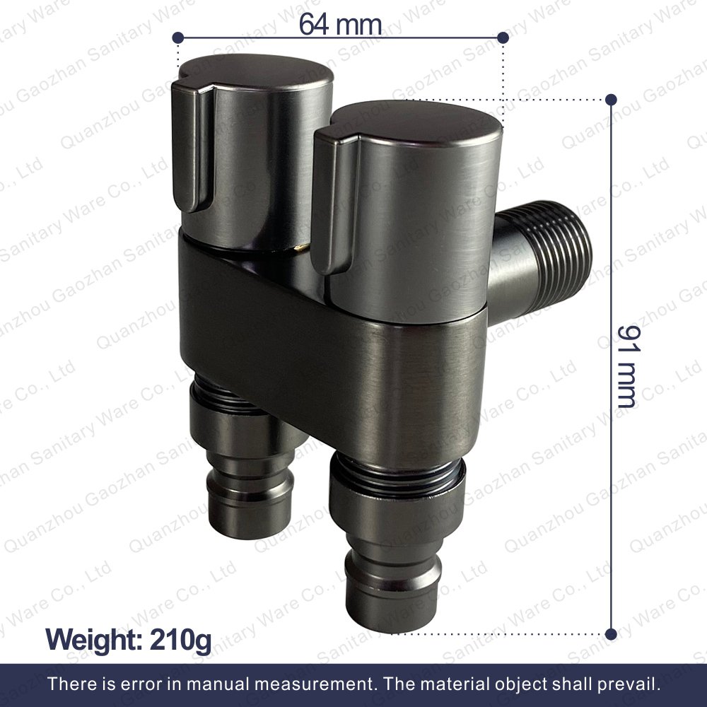 Gun Gray Professional Manufacture 1 In 2 Outlet Suction Cup Holder Shower Concealed Control Mixer Valve Faucet Angle Valve