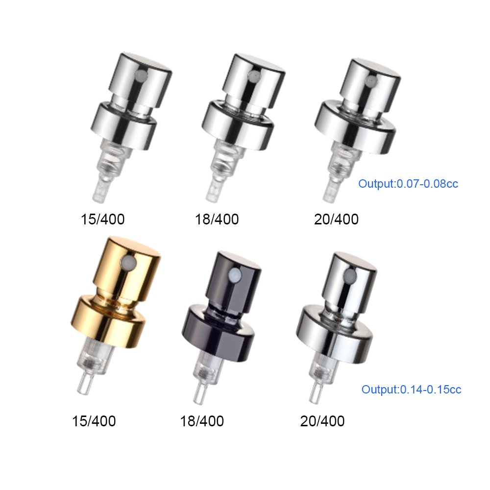 Aluminium shiny gold silver black 15/400 18/400 20/400 crimp perfume spray pump