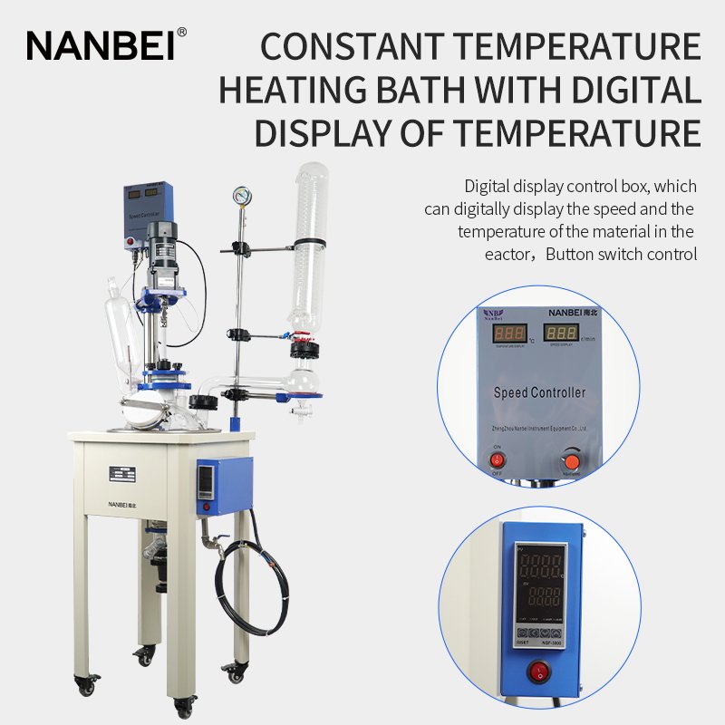 China factory NANBEI Laboratory chemical mixing 10l chemical single layer glass reactor with CE