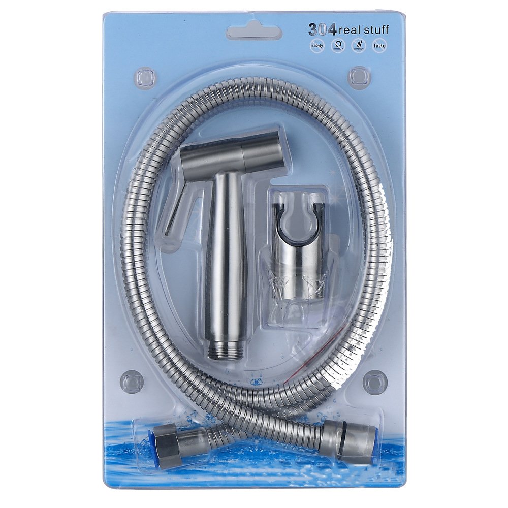 Hot Selling Stainless Steel Handle Bidet Toilet Sprayer Set 3 Pieces Bidet Faucet Sprayer Angle Valve